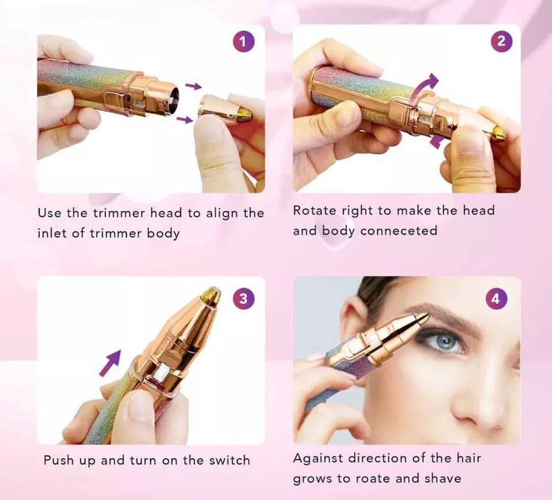 Glitter Eyebrow Trimmer, 2 In 1 Electric Eyebrow Trimmer, Makeup Painless Eyebrow Epilator, Body Shaver Razor, Portable Facial Body Hair Remover