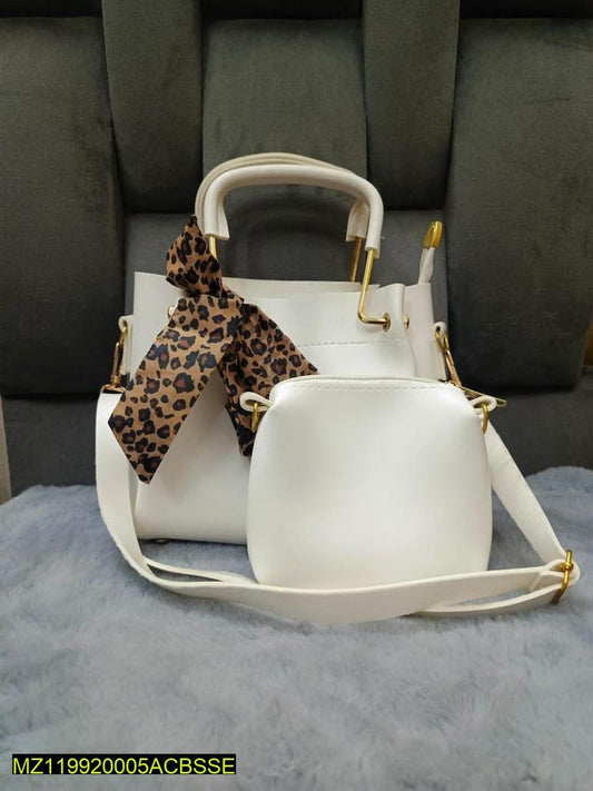 PU Leather Plain Hand Bag Set