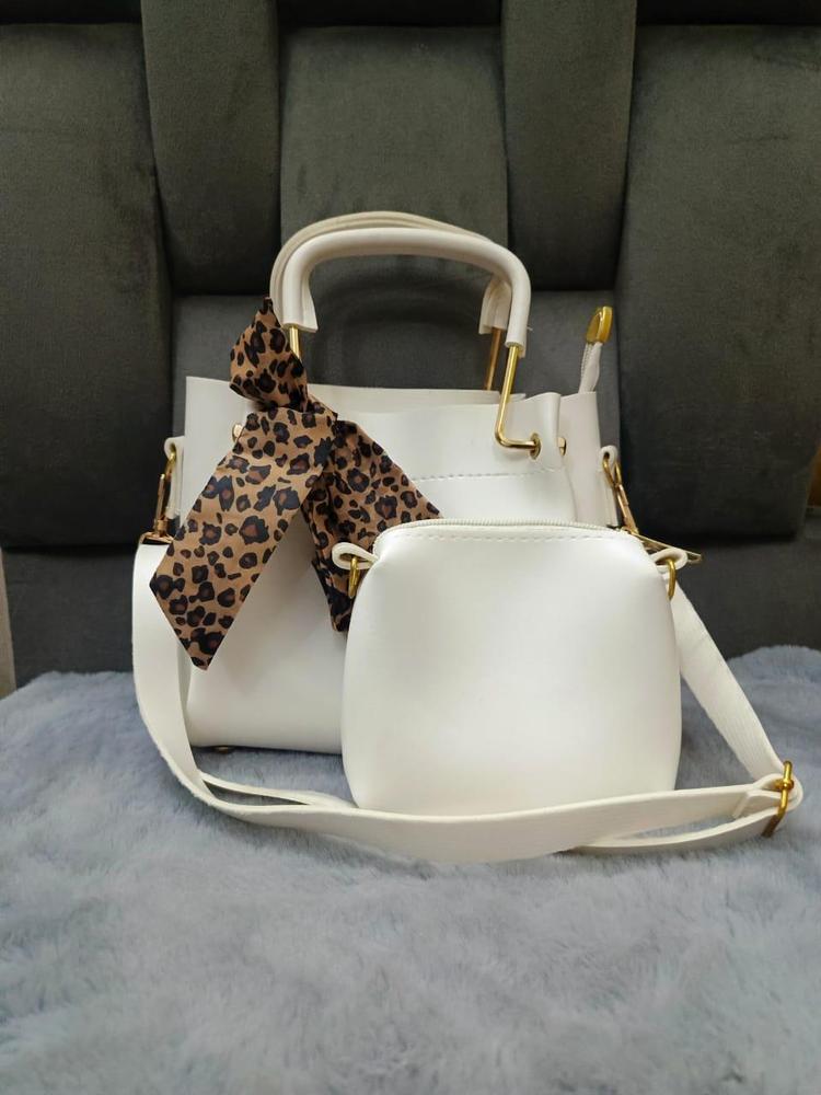 PU Leather Plain Hand Bag Set