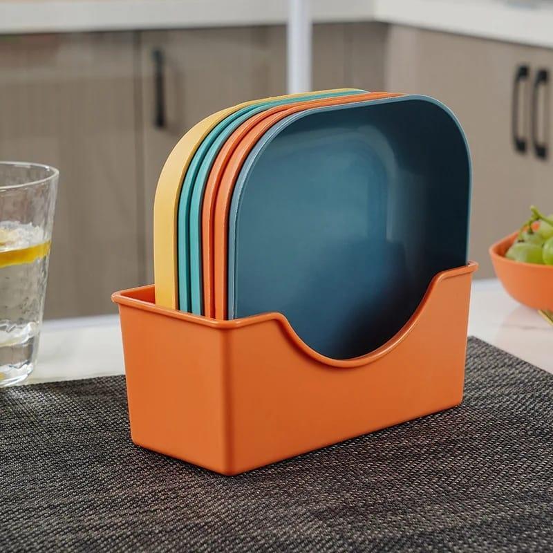 Vibrant Multicolor Plastic Square Plates set of 10pcs