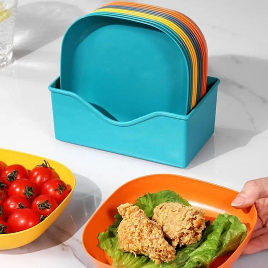 Vibrant Multicolor Plastic Square Plates set of 10pcs