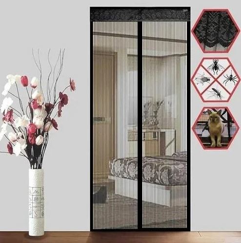 Magic Mesh Deluxe- Hands Free Magnetic Screen Door, Mesh Curtain Keeps Bugs Out, Pet & Kid Friendly- Fits Doors up to 32 x 80 Inches