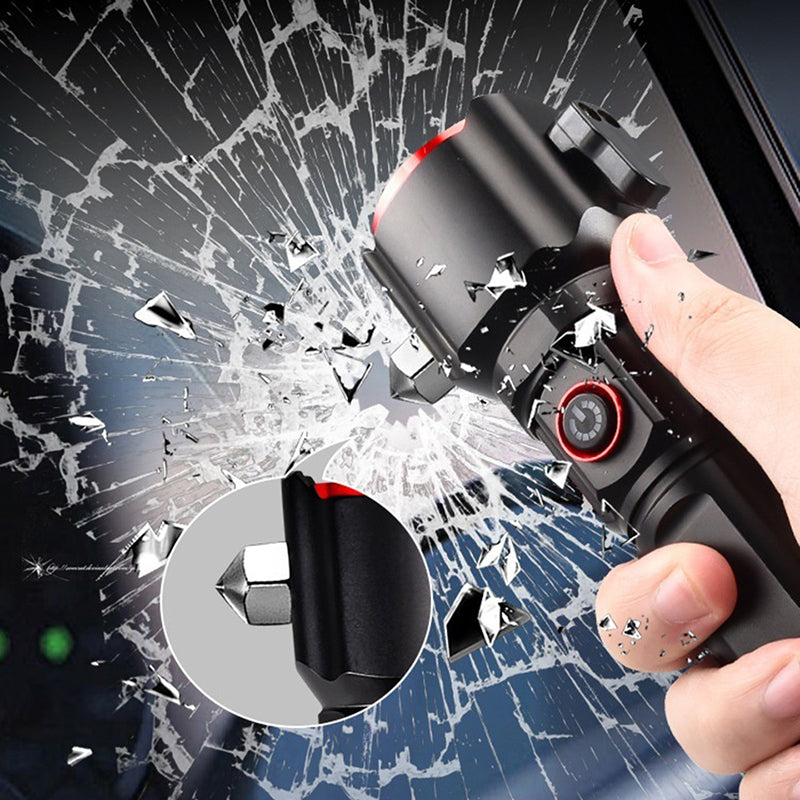 Multi-functional High Power LED Flashlight with Safety Hammer 1KM Range